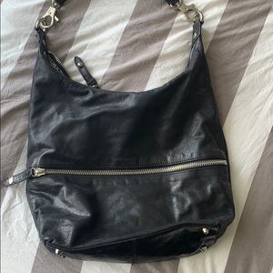 Soft black leather Hobo bag